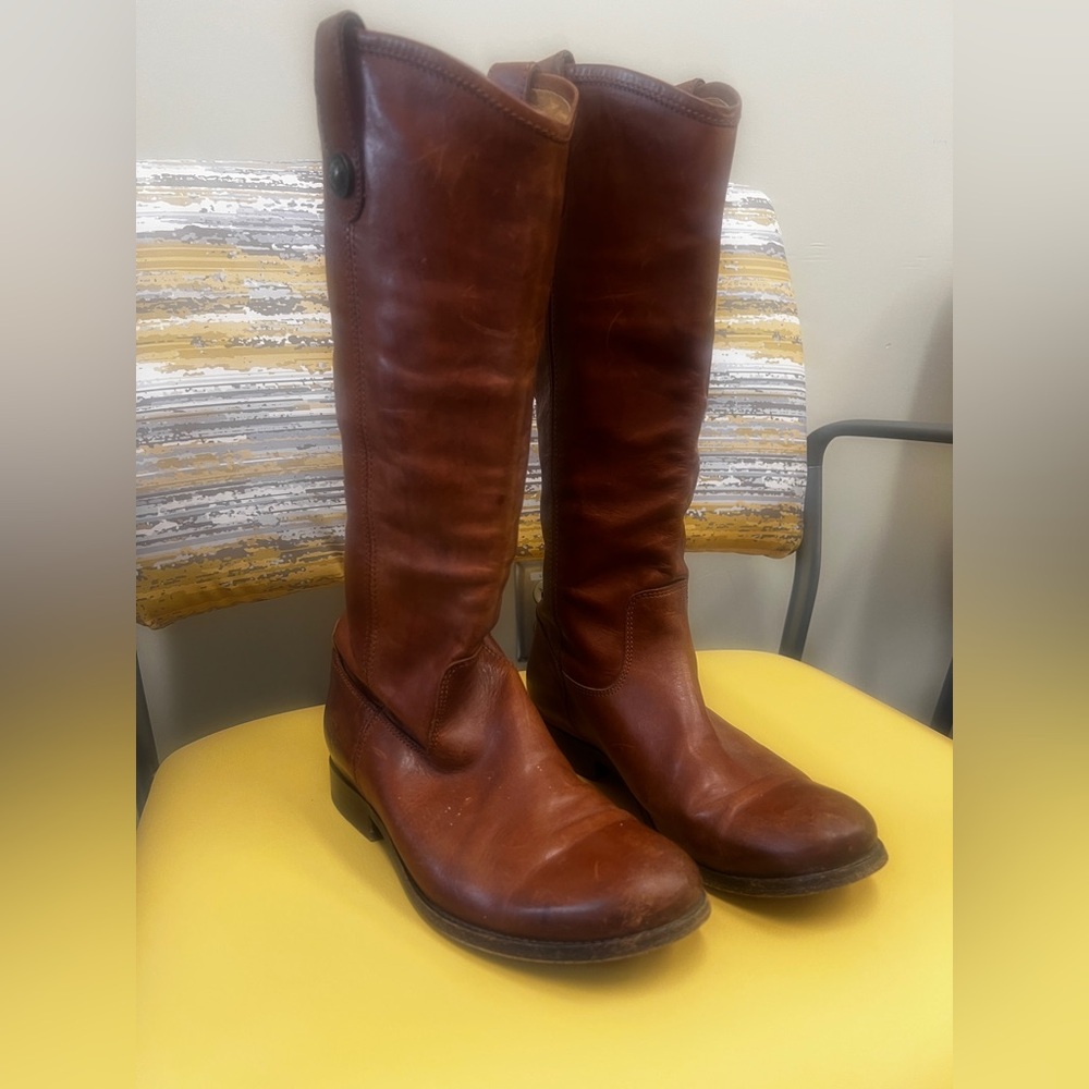 FRYE BUTTON BOOTS!  Women's Tall Leather Riding Boots - Brown